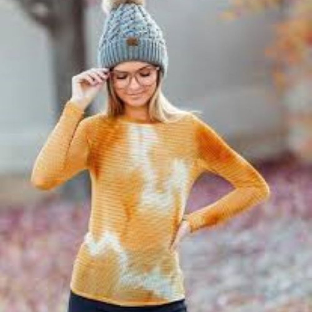 Willow + Root Mustard Tie Dye Laser Cut Top XS